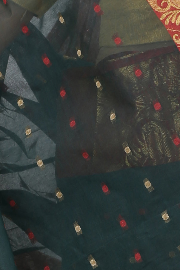 Dark Green Pure Cotton Saloni Tant Saree (1031)